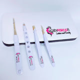 SET DE 3 PINZAS PARA CEJAS + TIJERA DE PRECISIÓN + ESTUCHE MAGNÉTICO