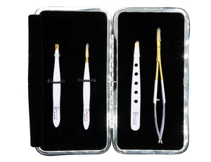 SET DE 3 PINZAS PARA CEJAS + TIJERA DE PRECISIÓN + ESTUCHE MAGNÉTICO